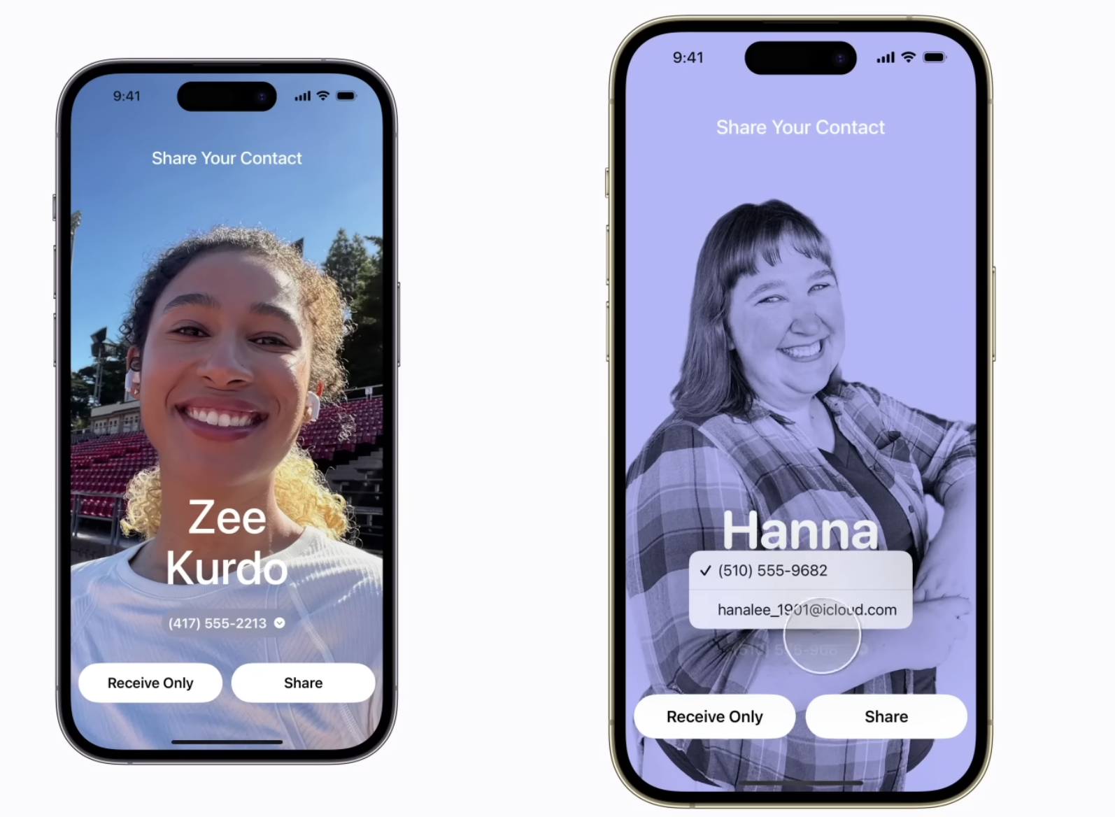 NameDrop consent screen, as shown in Apple Support's YouTube video explaining the feature